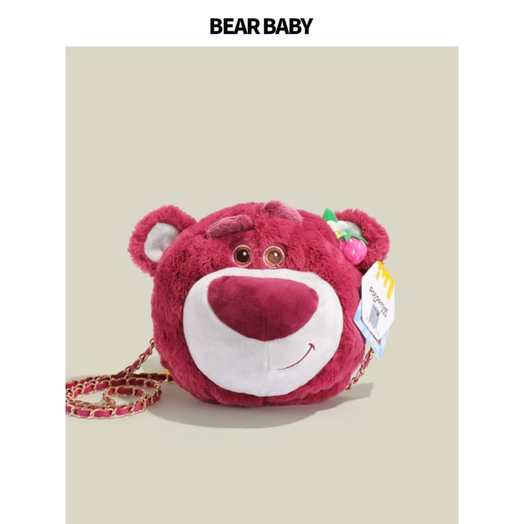 Genuíno Disney Pooh urso morango urso saco de pelúcia All-Match Cross-corpo saco do telefone móvel diário Commuter prese