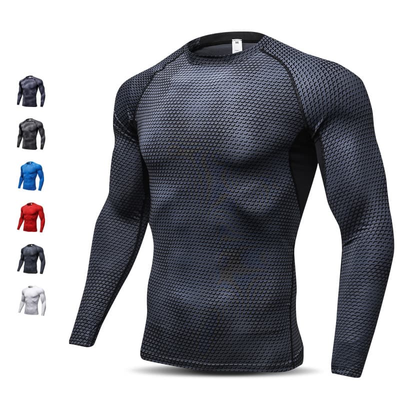 Calças justas masculinas esportes de Fitness roupas de secagem rápida manga comprida alta elasticidade basquete futebol