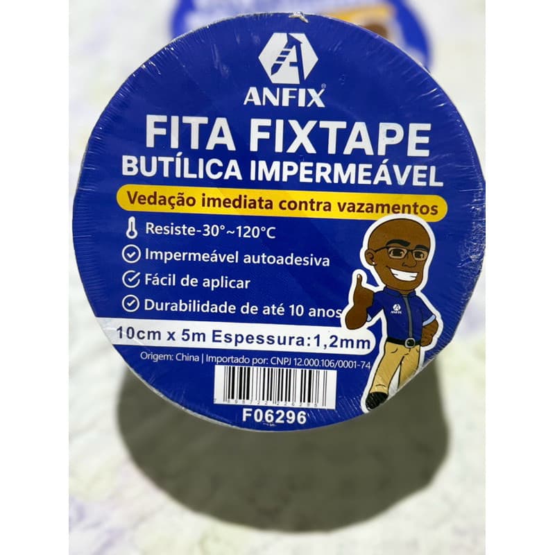 Fita Adesiva de butilica ANFIX 10 x 5 mts Aluminizada reparo vazamentos vedação de juntas e trincas telhados goteiras