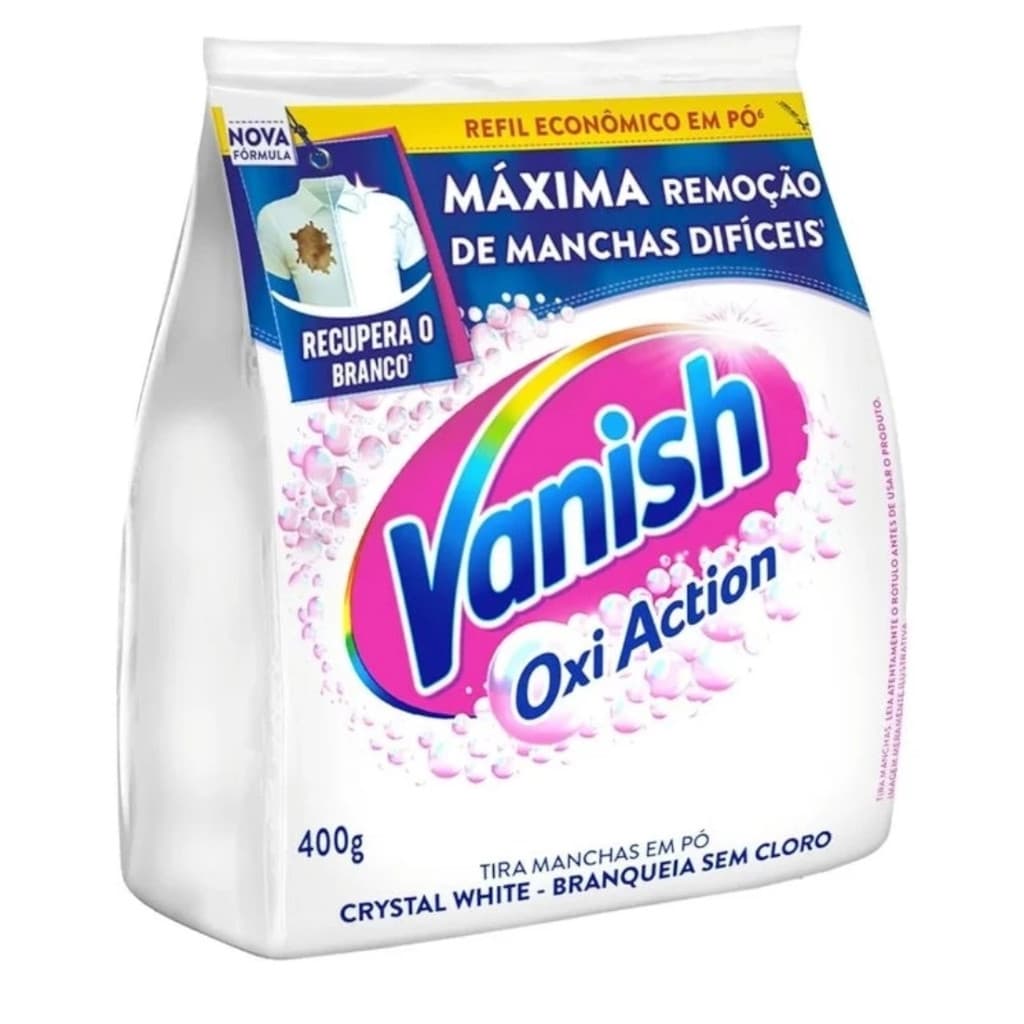 Tira Mancha Pó Vanish Oxi Action Crystal White 400g S/ Cloro