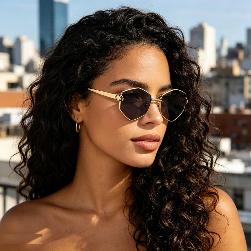 Metal diamante cobra cabeça luz luxo óculos de sol moda pára-sol Anti-ultravioleta óculos de sol 9014