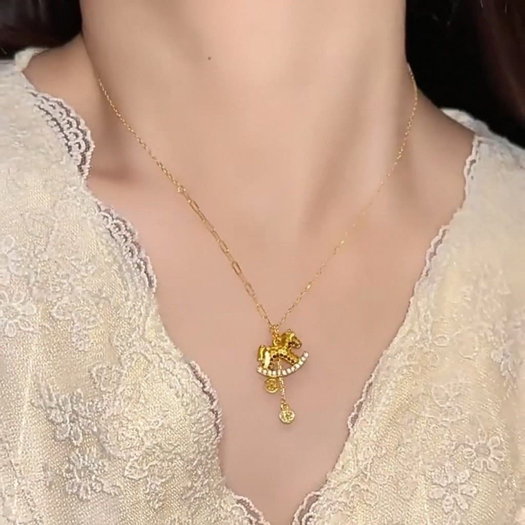 Novo estilo chinês zircão pônei colar Benming ano Retro nicho Design clavícula corrente luz luxo High-End colar feminino