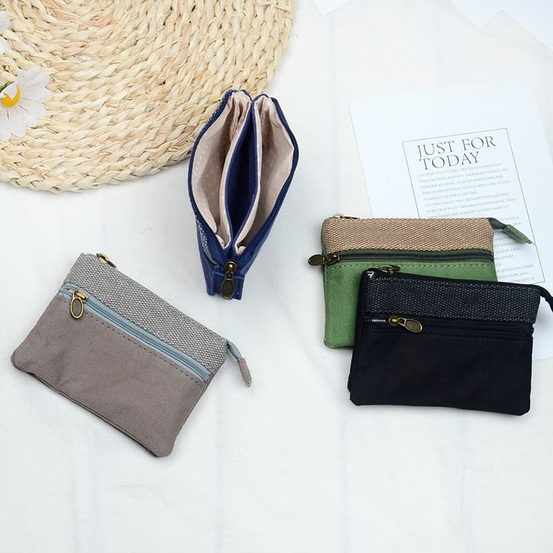 Simples lona Mini pequena carteira feminina leve pequena embreagem pequena bolsa de moedas titular do cartão saco de arm
