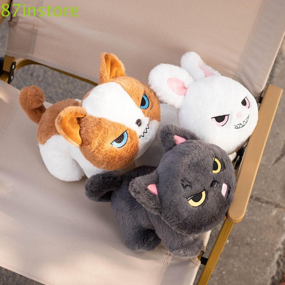 INSTORE1 Brinquedo De Pelúcia Kawaii , Chaveiro Pingente Design De Desenho Animado De Gato Preto , Animais Cinza