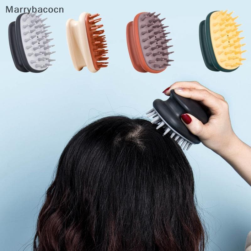 [MAR] Silicone Shampoo Cabeça Couro Cabeludo Massagem Escova Corpo Cabelo Washb Bath Shower COD