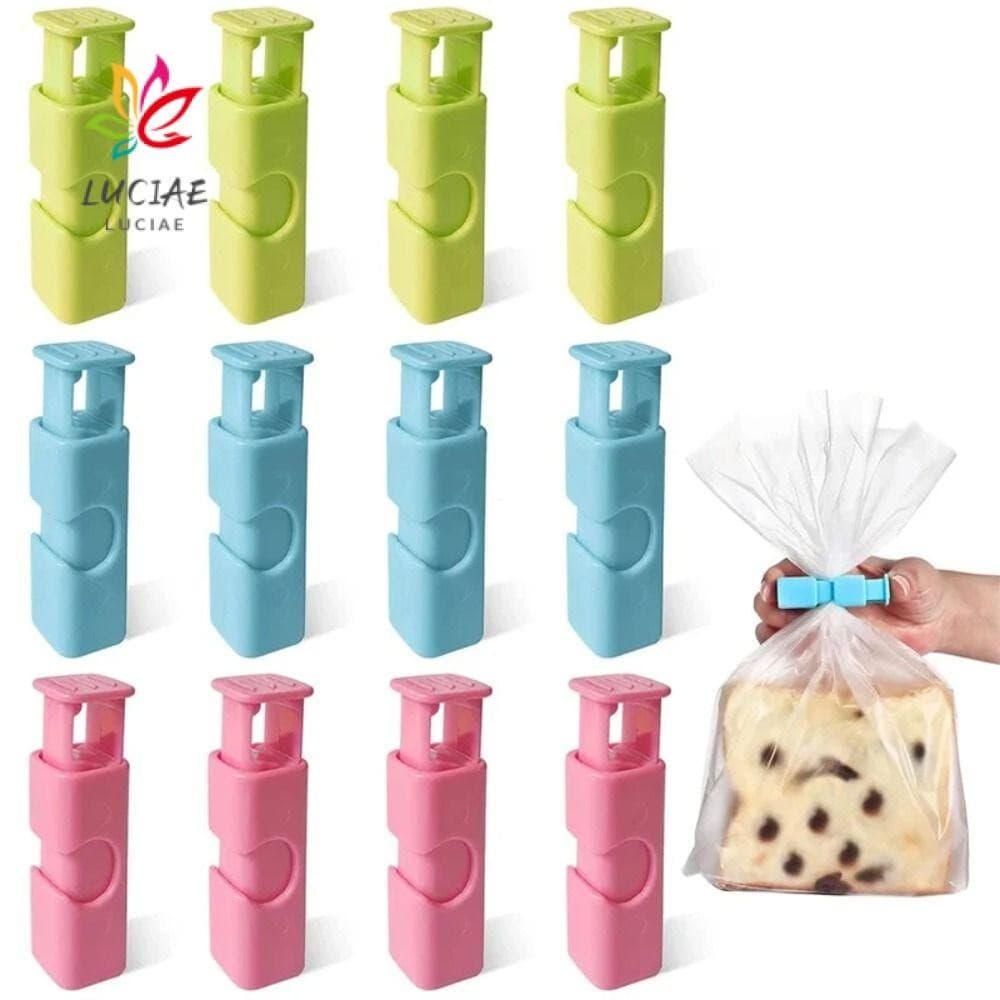 LUCIAE Pacote com 10 clipes para sacos de lanches, clipes reutilizáveis para selar alimentos frescos, grampos à prova de