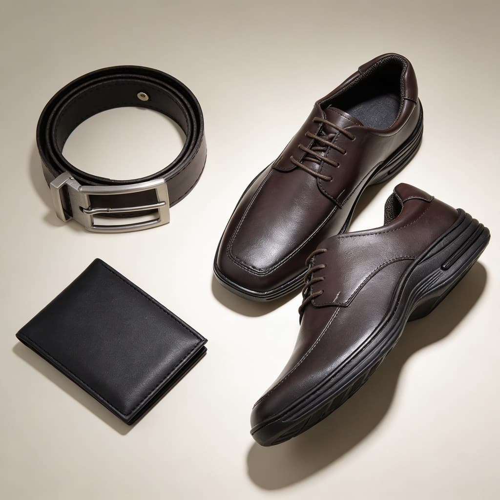 Kit Sapato Conforto Masculino Preto Cinto Dupla Face Carteira