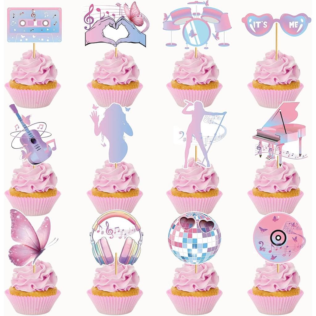 36 Peças de Topos de Cupcake da Série Eras, Topo de Bolo Eras, Decorações de Bolo de Superestrela Cantora, Decorações pa