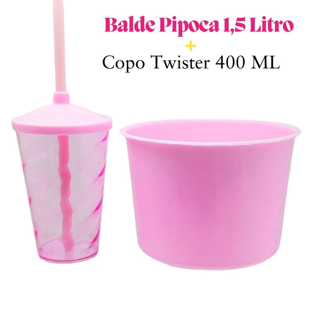 Kit Lembrança 30 Balde Pipoca 1,5 L+ 30 Copo Twister 400 ML
