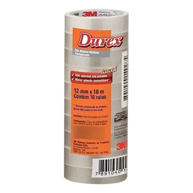 DUREX FITA ADESIVA 12MM X 10M C/ 10 UN