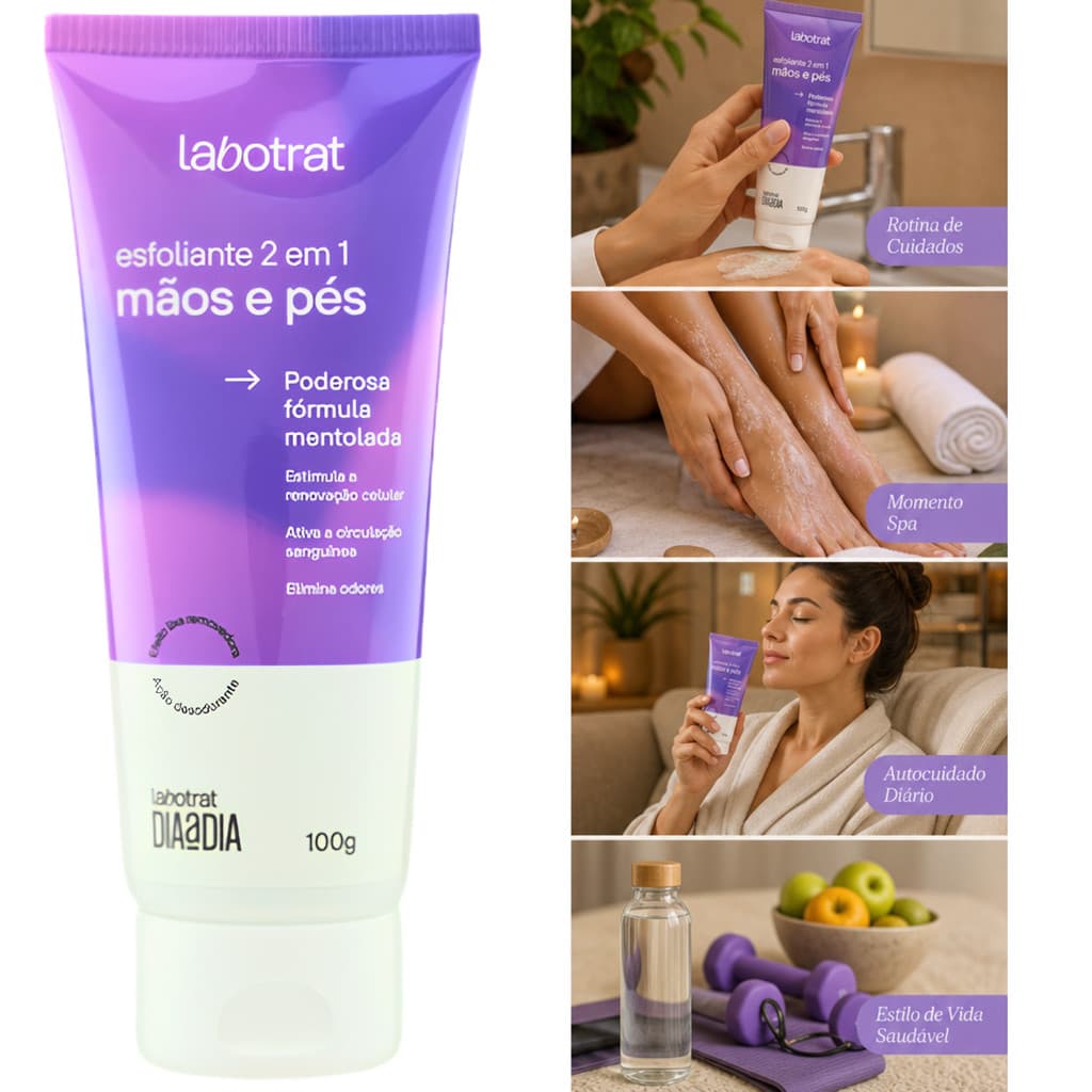 Esfoliante Mãos Pés Efeito Lixa Remove Células Mortas Hidratação Amacia Mentol