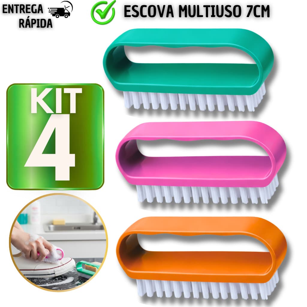 Escova Multiuso Lavar Tênis Roupa e Unha Cerdas Resistentes
