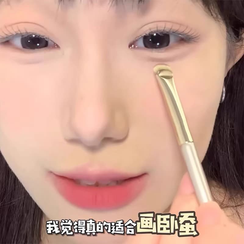 Pincel de delineador em forma de crescente, pincel para detalhes dos olhos, pálpebra para baixo, fino, deitado, bicho-da