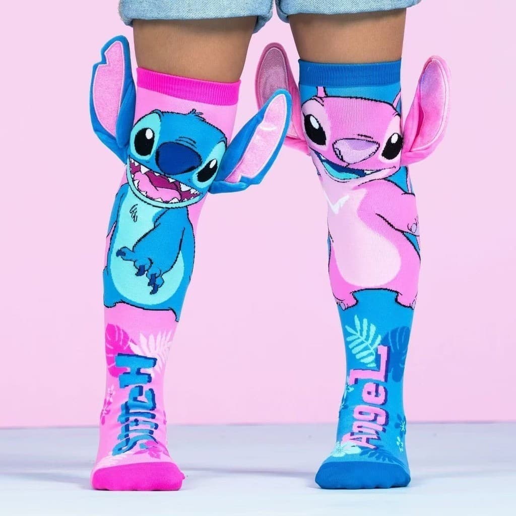 Meia Stitch Cano Alto Desenho Animado Cartoon Algodão Meia Divertidas Stitch Infantil Filme