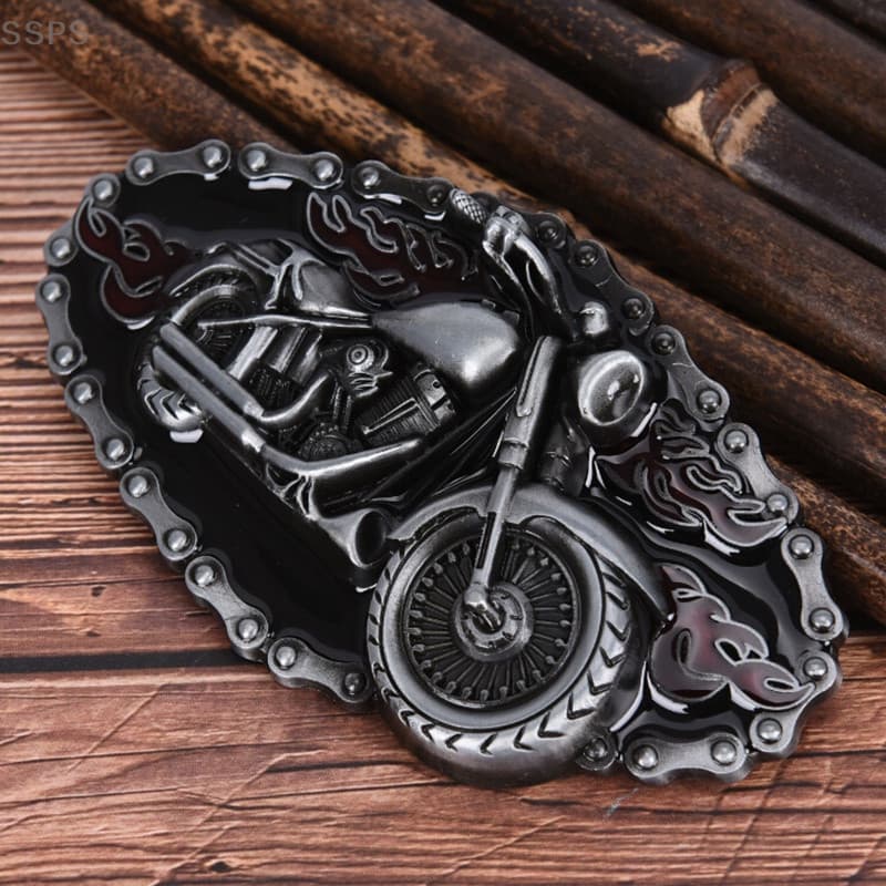 [SSPS] Moda Homens Vintage Motocicleta Modelagem De Motocicletas Cowboy Cinto Estilo Liga Fivela FAH