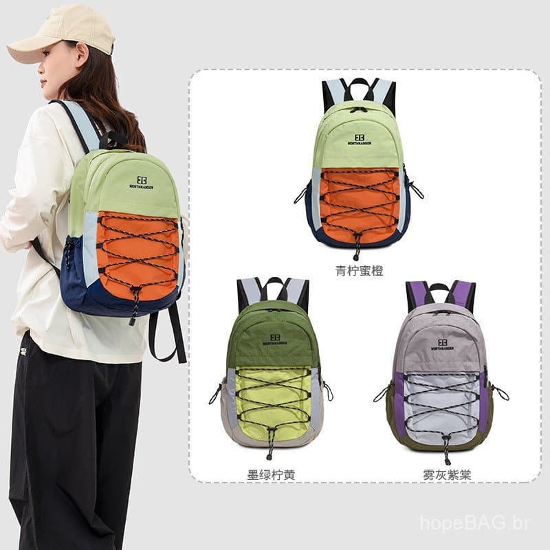 Mochila Universitária 2026 com Contraste de Cores, Nova Moda, Bolsa de Caminhada ao Ar Livre, Casual, Versátil, Grande C