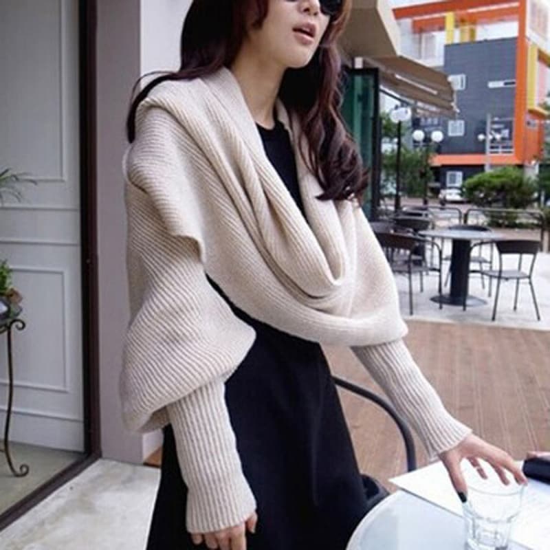 Outono inverno estilo cachecol de lã masculino feminino lenço estendido xale cinta manga cachecol de malha