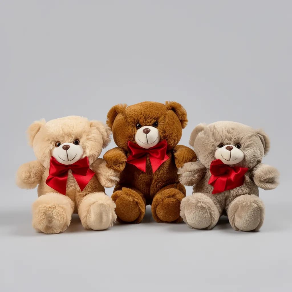 Trio Ursinhos De Pelucia Pingo 22cm Com Laço Super Fofo