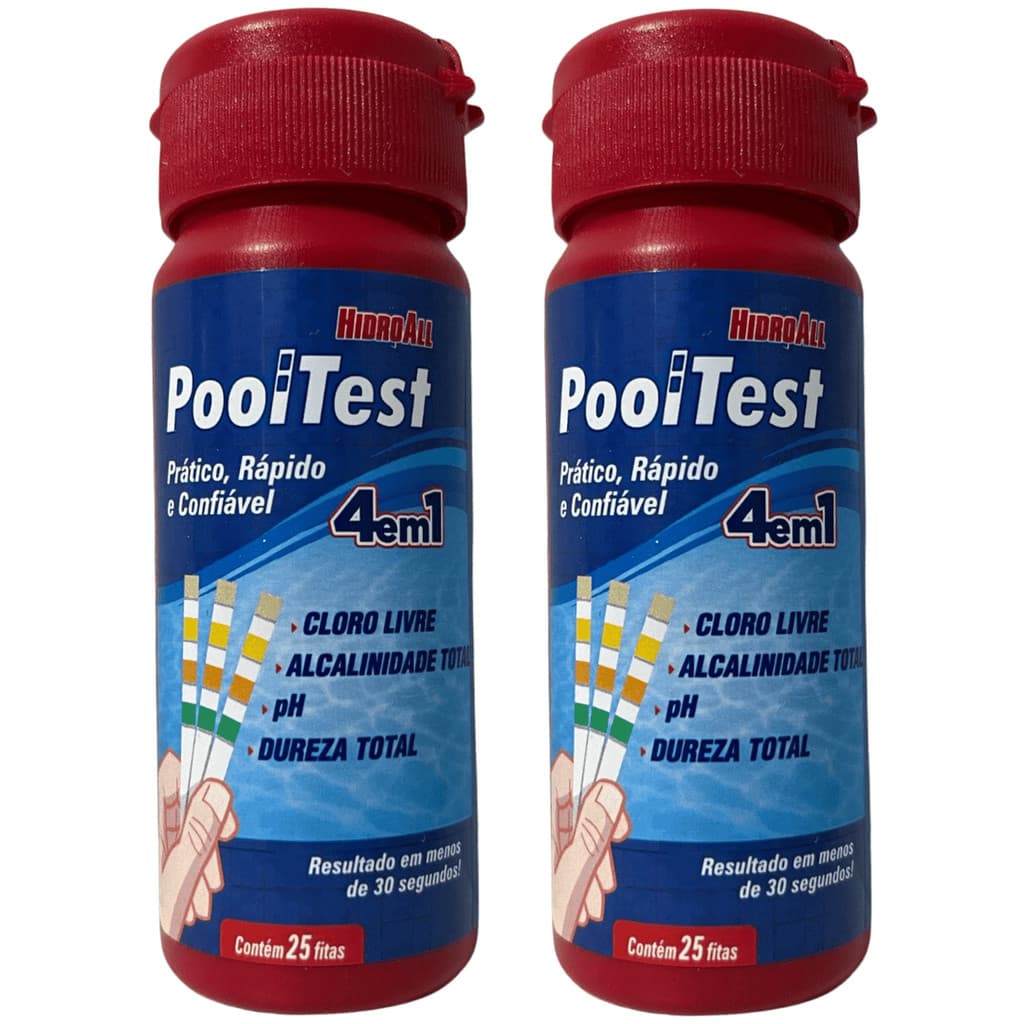 2 Fita Teste 4 Em 1 Para Piscina Total 50u Pooltest  Hidroal