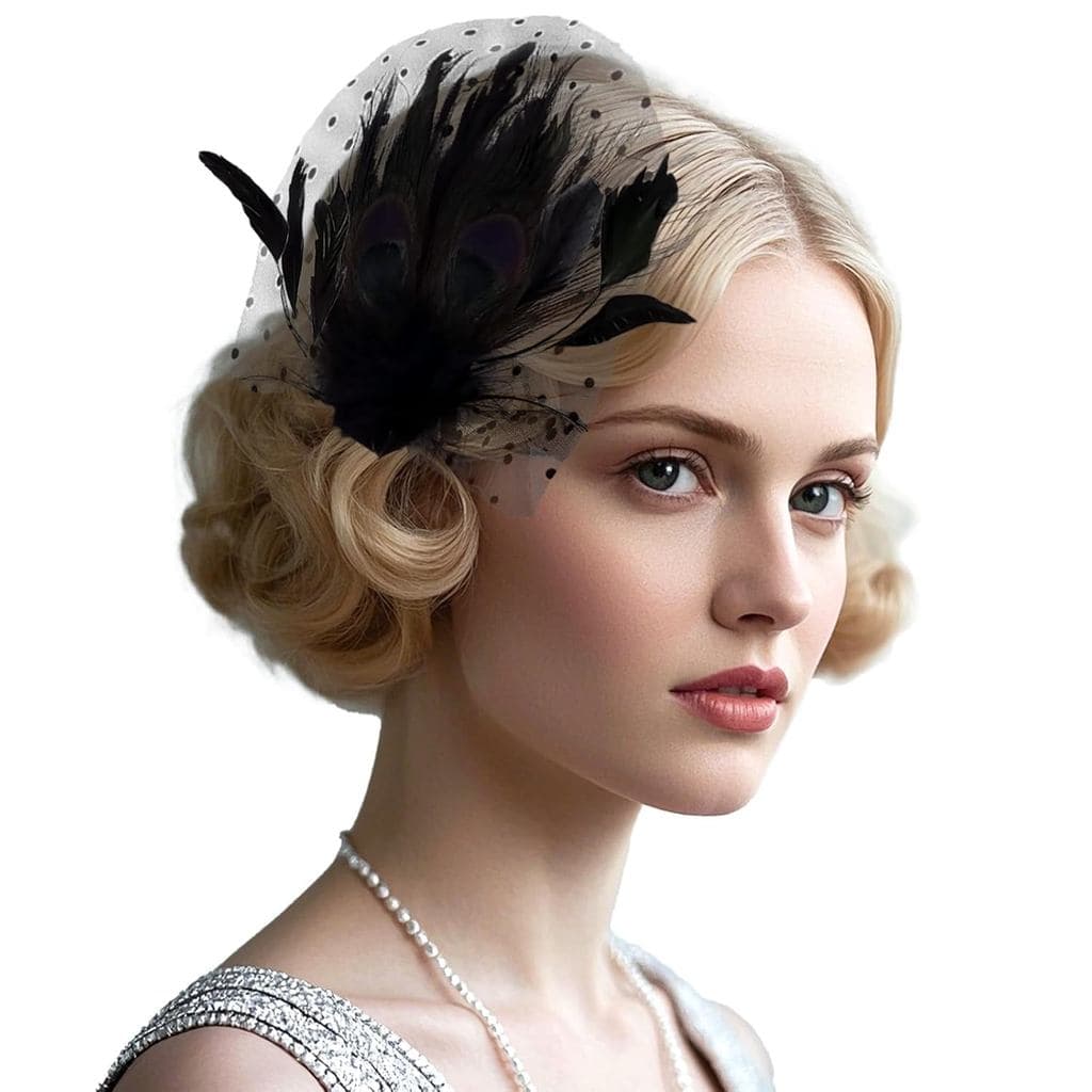 Fumwase Acessório de Cabelo com Penas Estilo Anos 1920, Tiara Flapper, Ótima Presilha de Cabelo, Acessório de Cabelo Fas