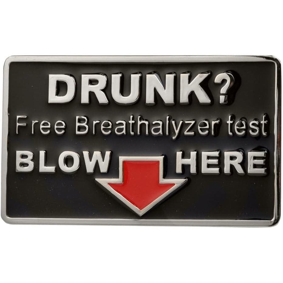 Buckle Rage Adult Mens Drunk Free Breathalyzer Test Blow Humor Belt Buckle Black