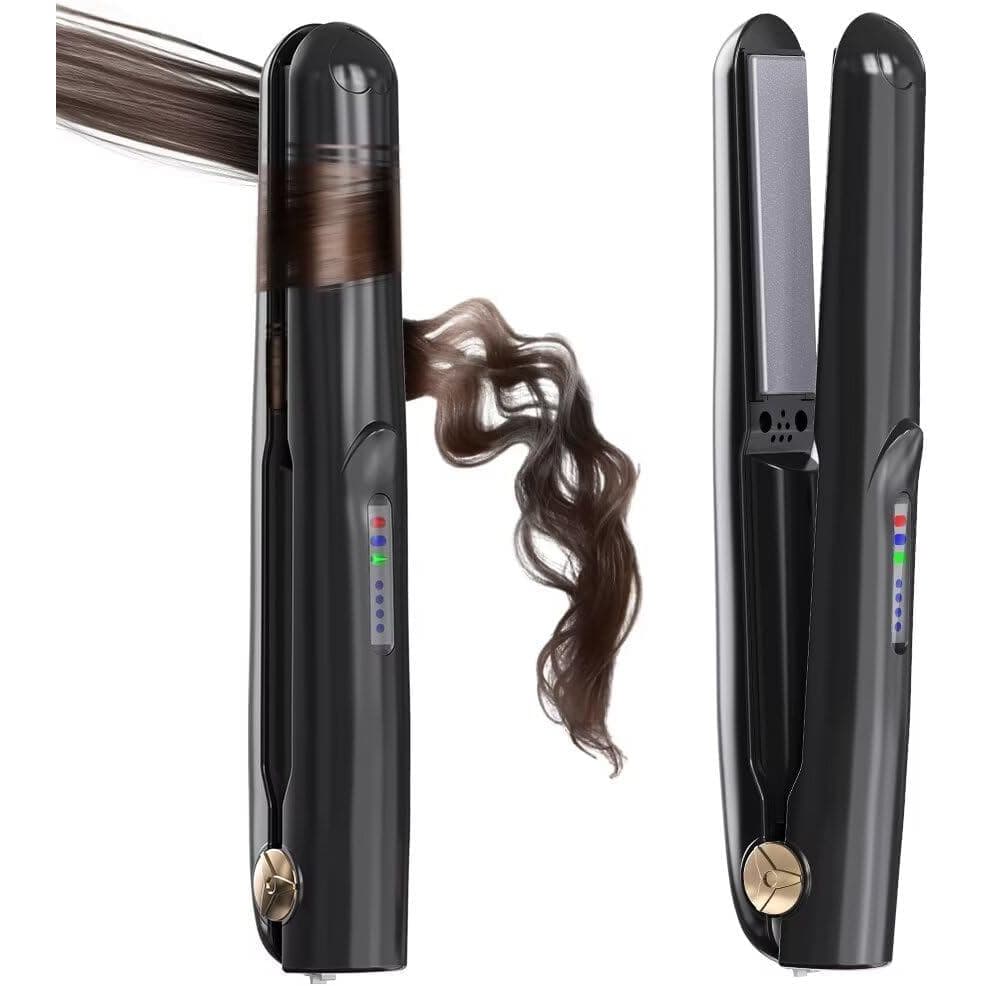 Alisador de Cabelo Sem Fio 2 em 1 Mini Modelador com Carregador de Emergência para Telefone, Aquecimento Rápido em 30s,