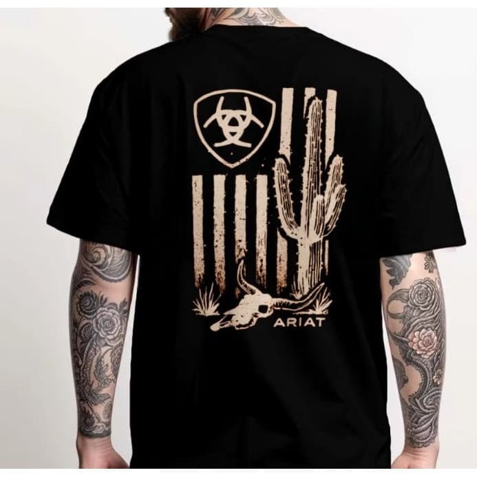 [Camiseta Vintage Masculina Algodão]HYP Camiseta Unissex Oversized Plus Size Feminina Masculina Algodão Ariat Country Ca