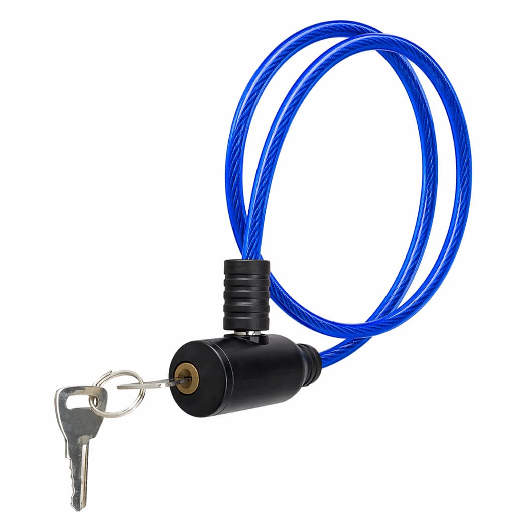 Corrente Cadeado Trava Bicicleta Chave Aço Bike Moto Estepe 64cm x 6 Azul