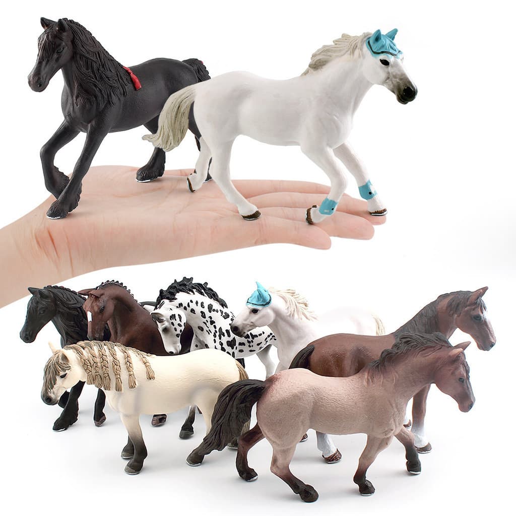 Ornamento de Modelo de Animais Selvagens para Quarto Infantil: Cavalo Árabe e Cavalo Hanoveriano para Simulação Cognitiv