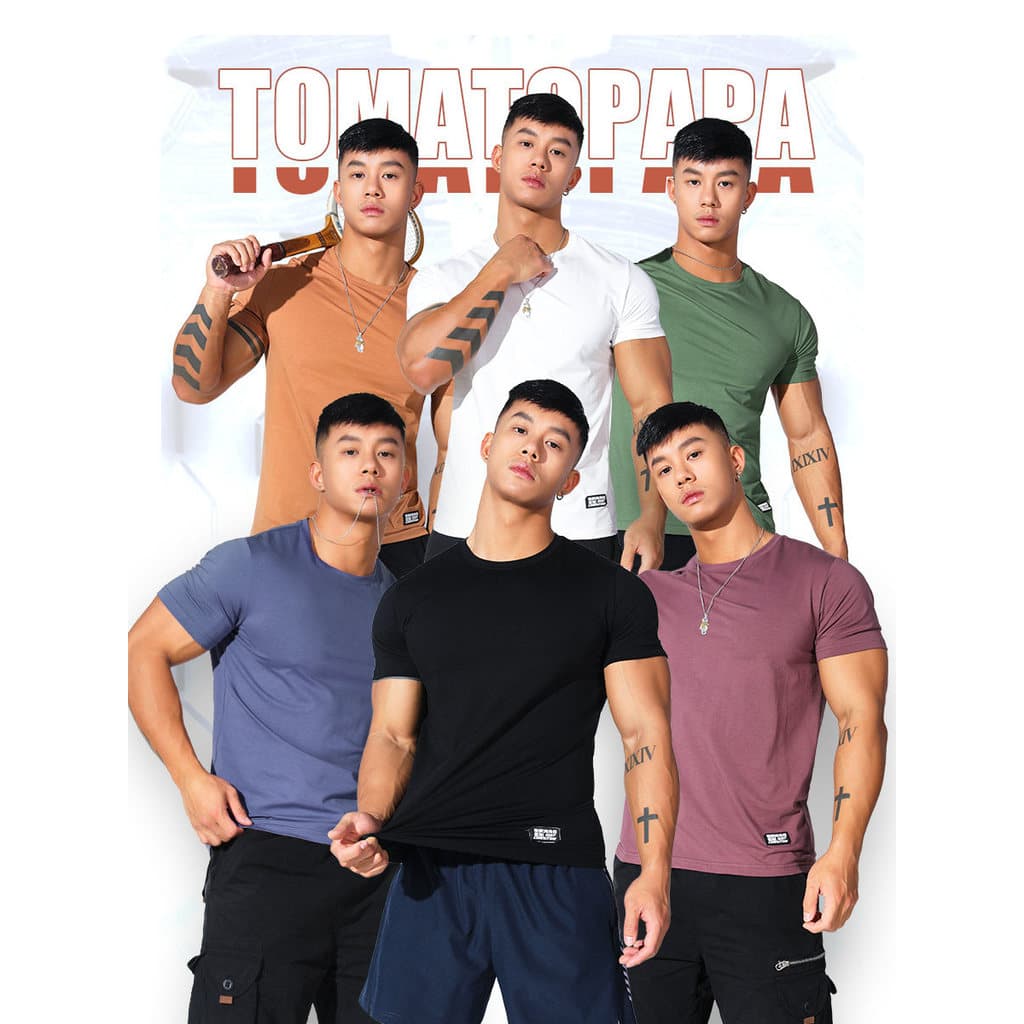 Tomatopa verão novo estilo Original gelo seda de manga curta camiseta masculina estilo fino respirável juventude esporte