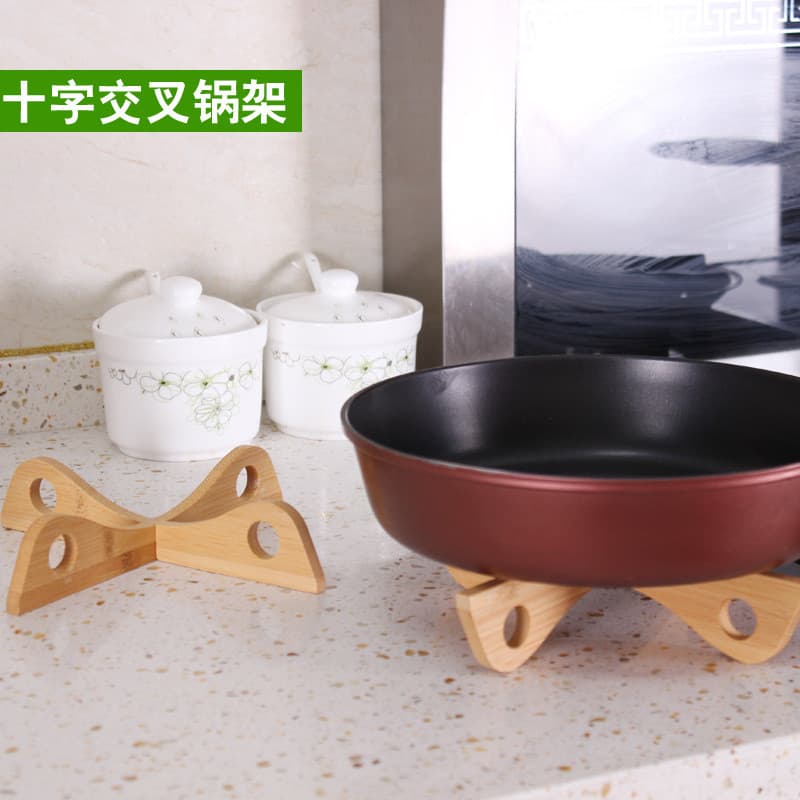 Tapete de pote de bambu criativo prático cruz pote rack pote suporte inferior isolamento copo tigela Coaster dreno tigel