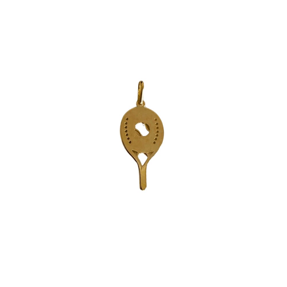 Pingente Beach Tennis Banhado a Ouro 18K - Raquete - Semijoia