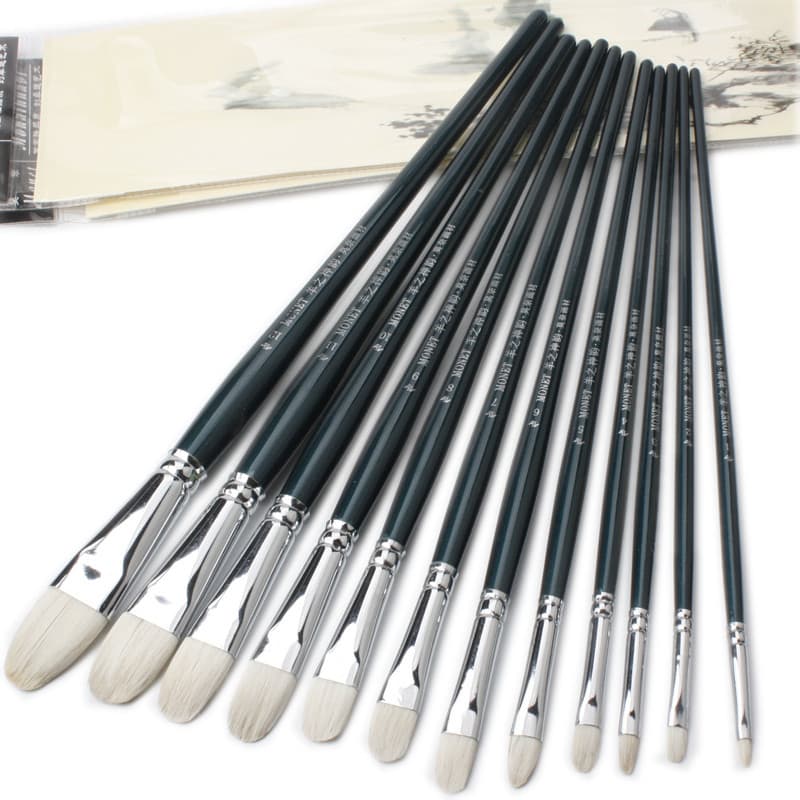 MONET MONET MONET Cabelo de ovelha Giz de água Pincel de aquarela Pincel de óleo Conjunto de 6 pincéis de lã