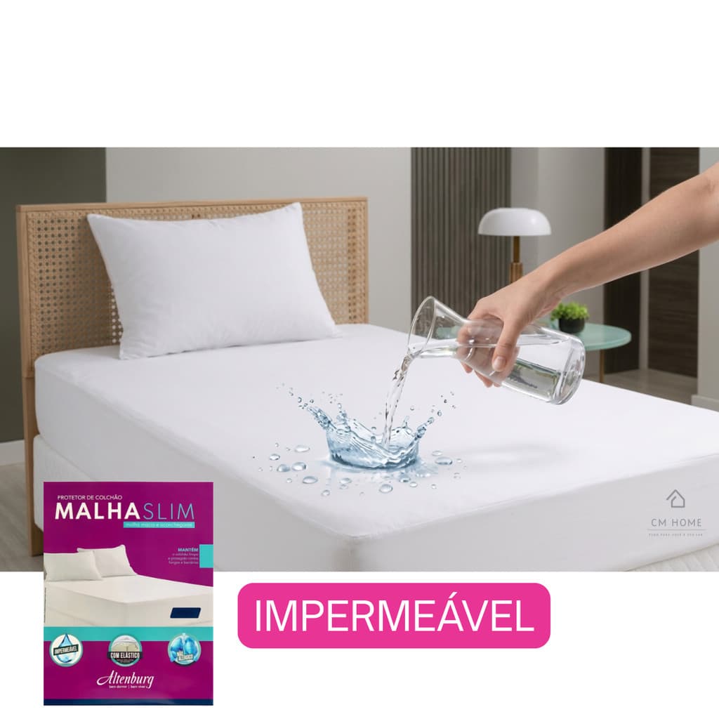 Protetor De Colchão Solteiro Impermeável Malha Slim Antiacaro Antimicrobiano Lavável Até 40cm Altura