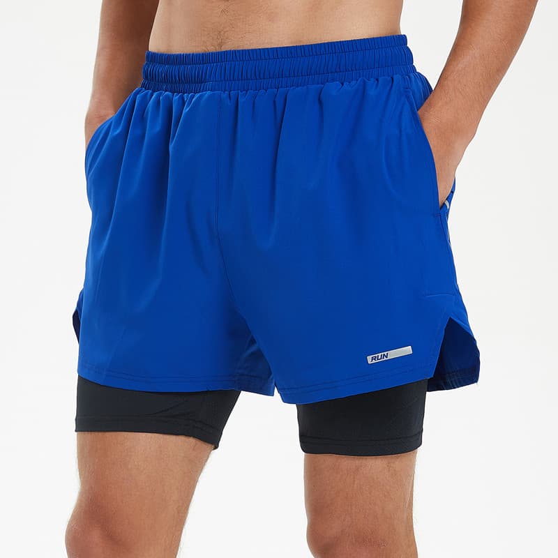 Shorts de corrida masculino profissional maratona esportes calças de três pontos de secagem rápida com forro falso cintu