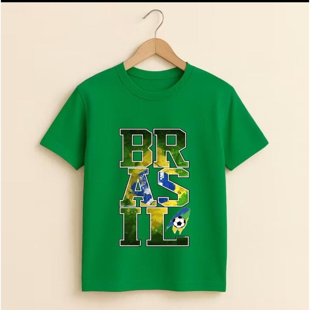 Camiseta Unissex Estampada Brasil Algodão Confortável Casual Moda Masculina e Feminina