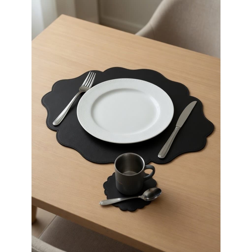 Kit 10 Jogo americano sousplat courino costurado dupla face + Porta copos 2 4 6 8 10 Unidades