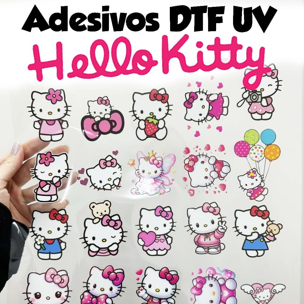 Adesivos DTF UV Hello Kitty  imagens Personagem Hello Kitty