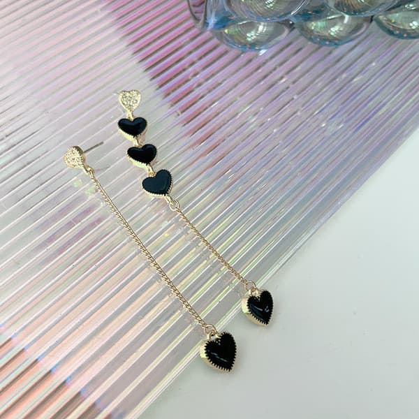 cartelas de brincos feminino kit brinco aço inoxidável ✲Novo estilo preto amor S925 prata All-Match elegante brincos fem