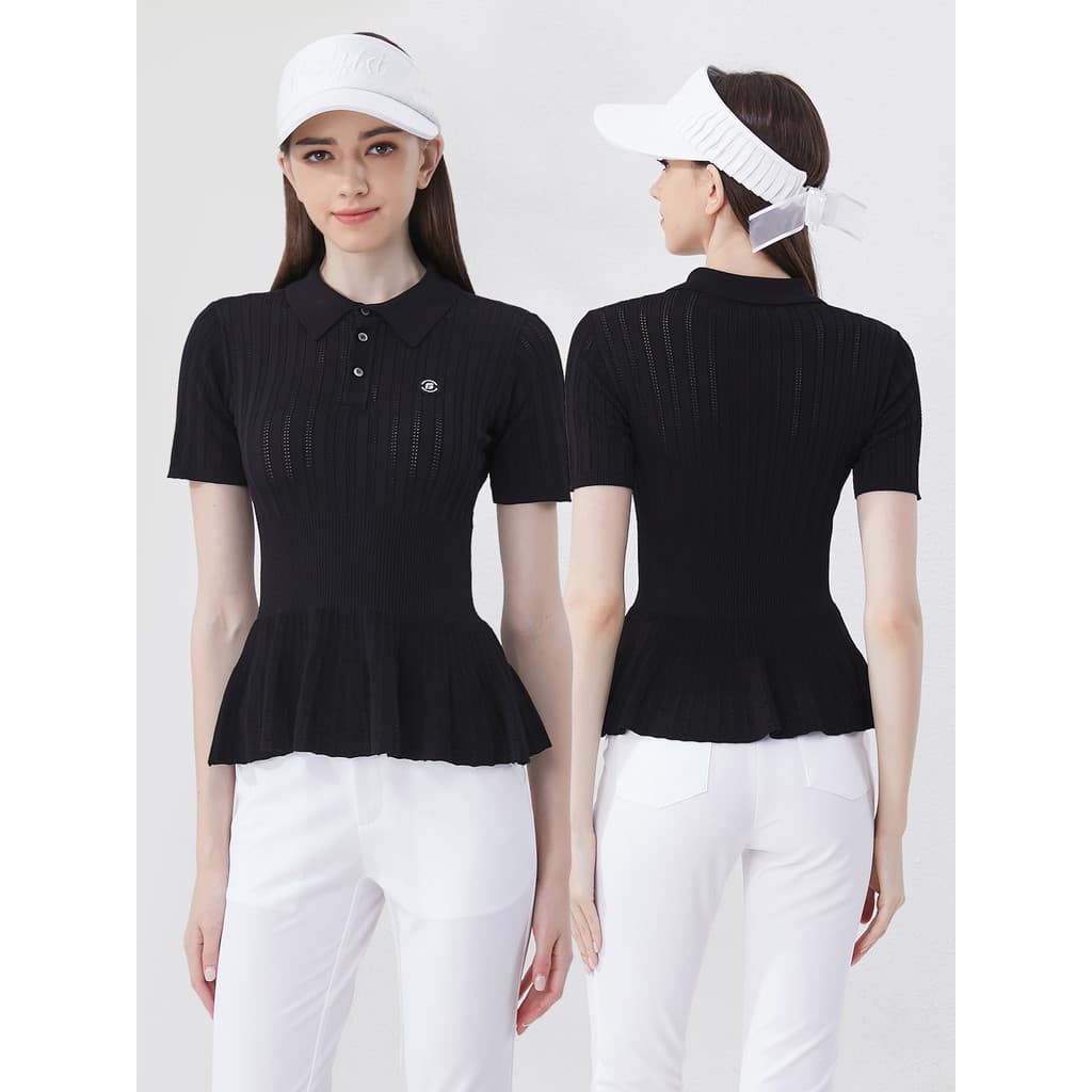 Golfe feminino de manga curta malhas verão respirável versão coreana magro-ajuste calças de golfe feminino estiramento t