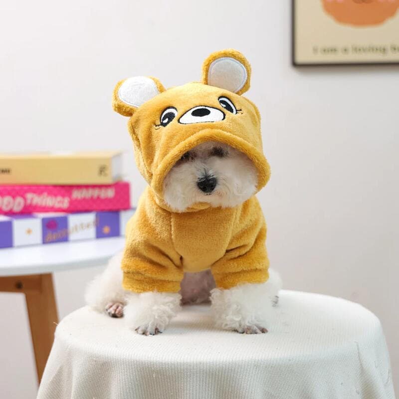 Cabeça De Urso Amarelo Tridimensional Orelhas Pequenas Pulôver Suéter Roupas Para Animais De Estimação Cachorro Gato Out