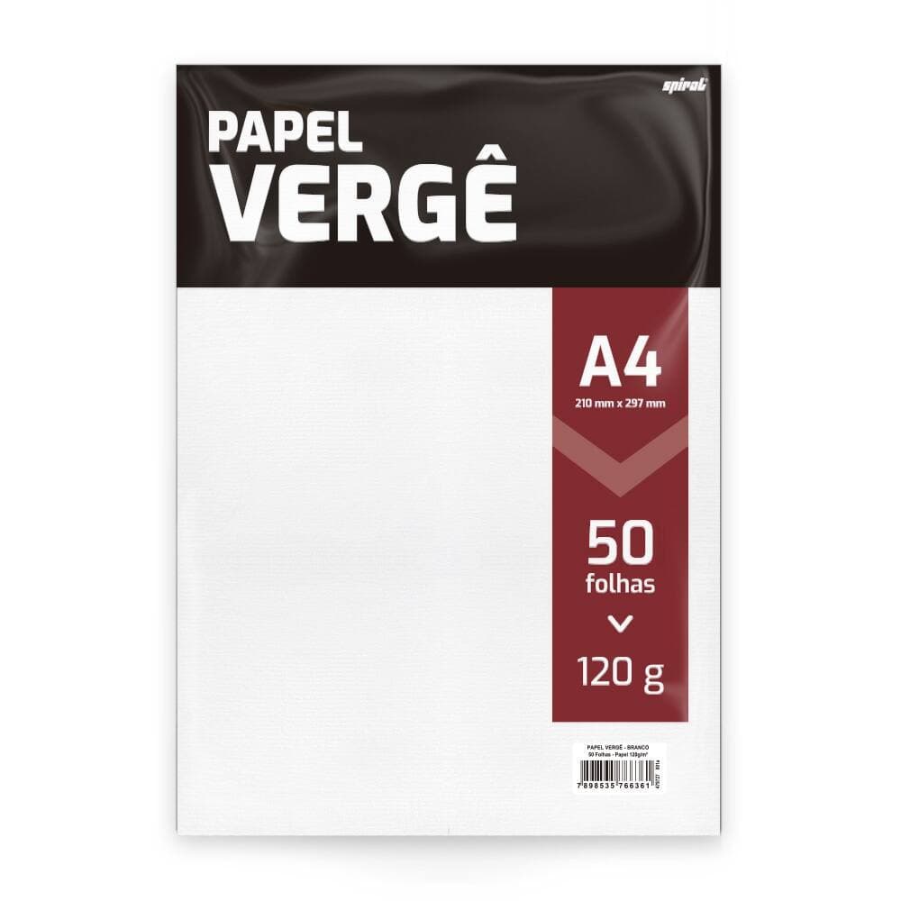 Papel 120g 210x297 vergê branco Spiral 50 FL