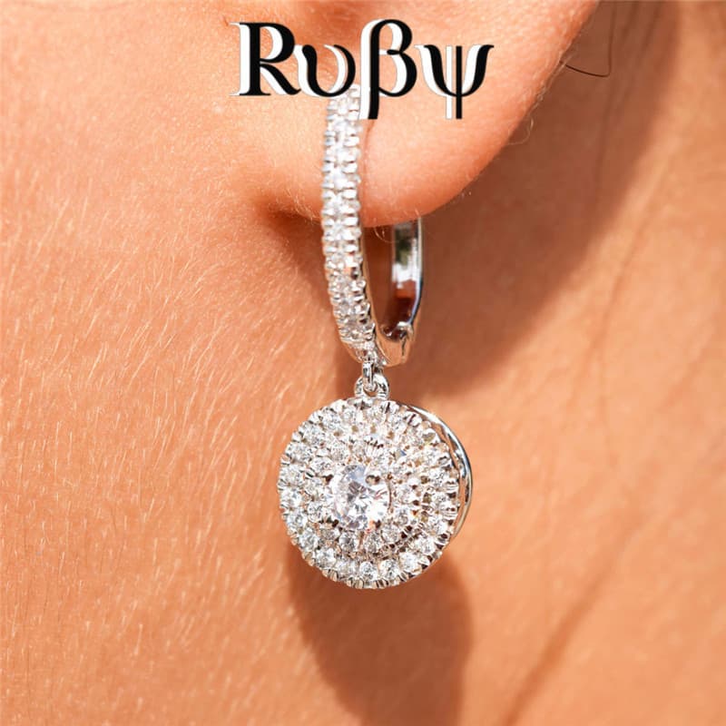 Rubi * completo incrustado zircão senhoras orelha fivela temperamento europeu americano ins na moda brincos luz jóias de