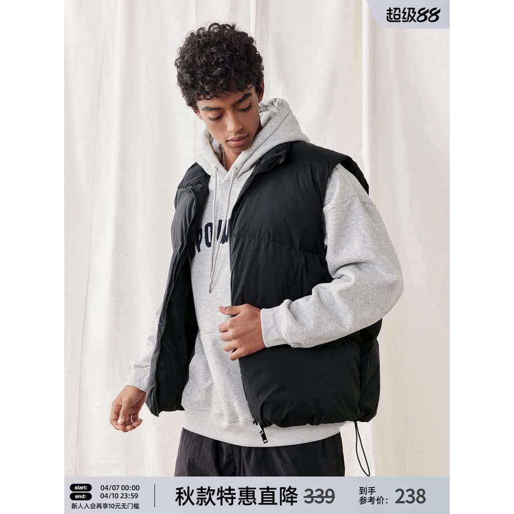 BD outono inverno gola tecido algodão colete masculino ao ar livre simples cor sólida quente algodão colete masculino so