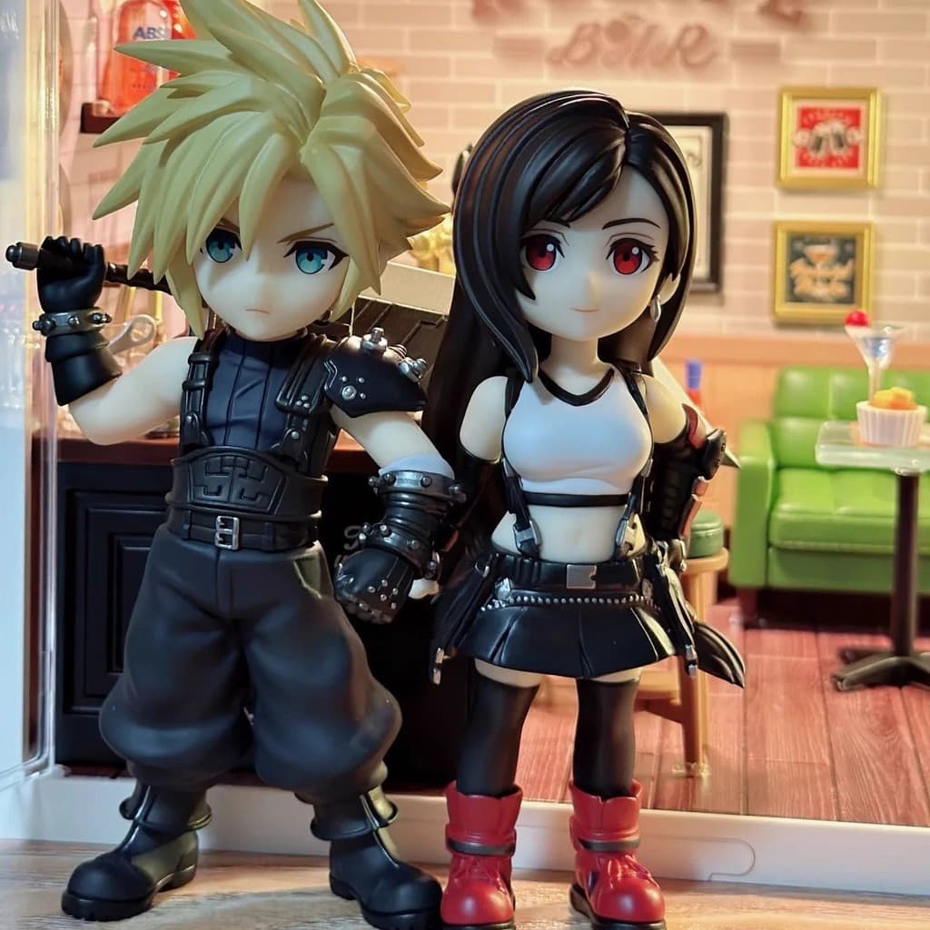 Final Fantasy 7 Remake Versão Q Tifa Zack Cloud Aerith Figura Modelo Ornamento Produto de Cena Periférico