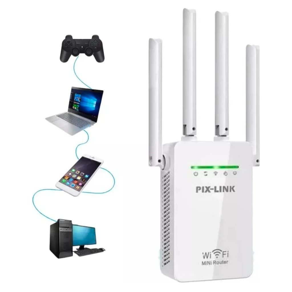 Repetidor WiFi 1200Mbps 4 Antenas Amplificador de Sinal Pix-Link