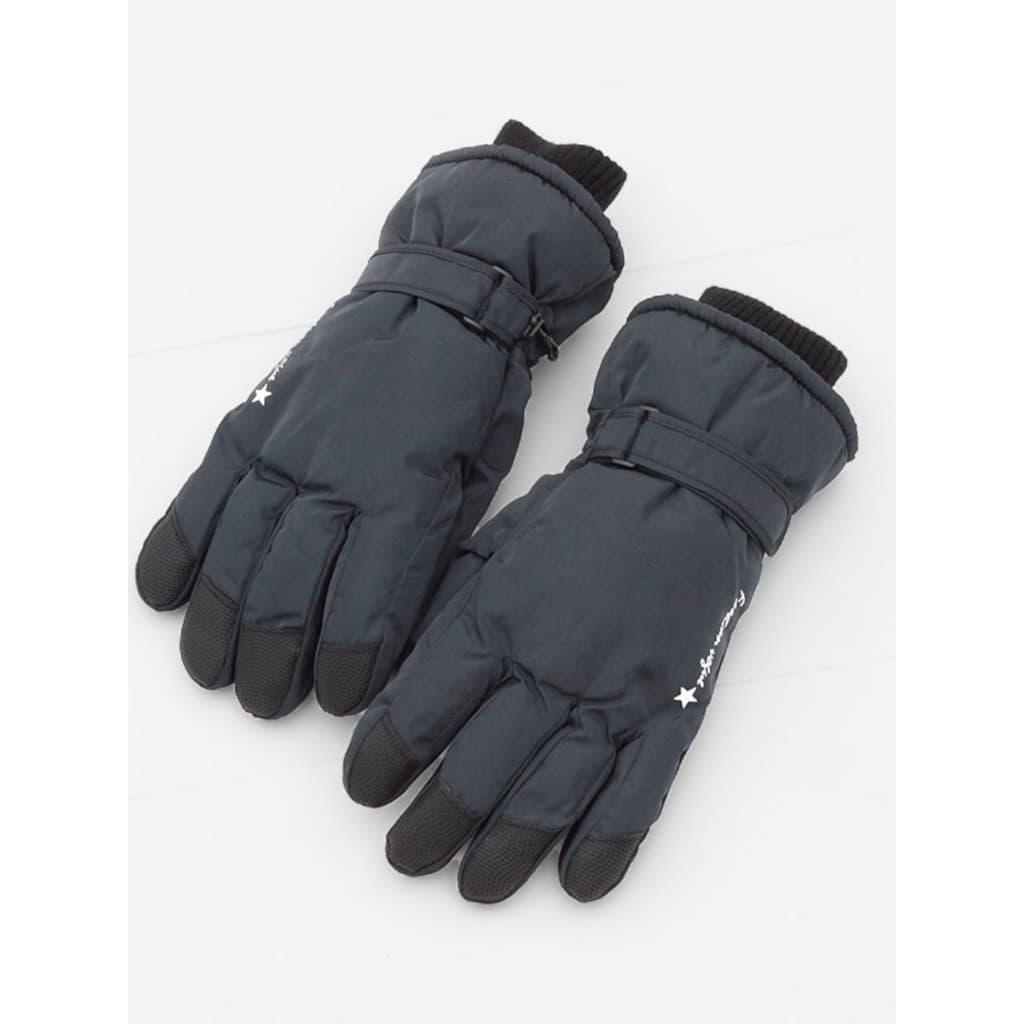 Luvas de esqui estilo masculino inverno forro de lã engrossado ao ar livre cinco dedos casal quente à prova de vento à p