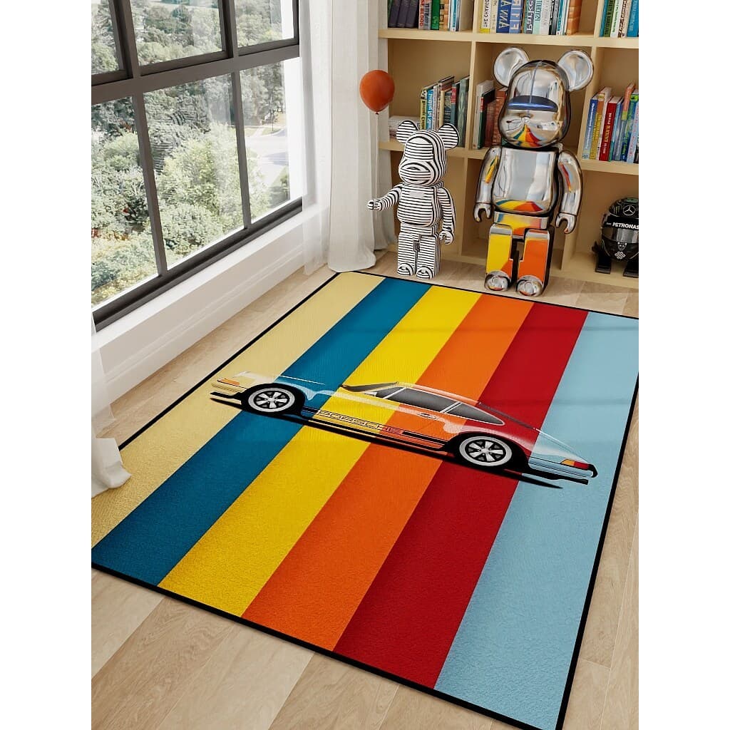 Dopamina Rainbow Track Car Theme Tapete Sala de estar Quarto Sala de jogos Simulador de carro de corrida Porsche Tapete