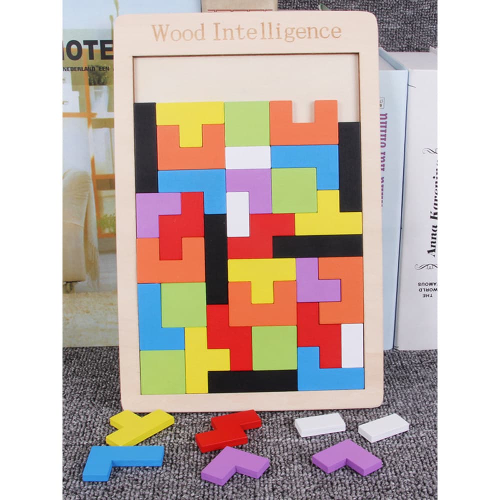 Crianças educacionais Tetris blocos de construção quebra-cabeças intelectuais quebra-cabeças de madeira Montessori educa