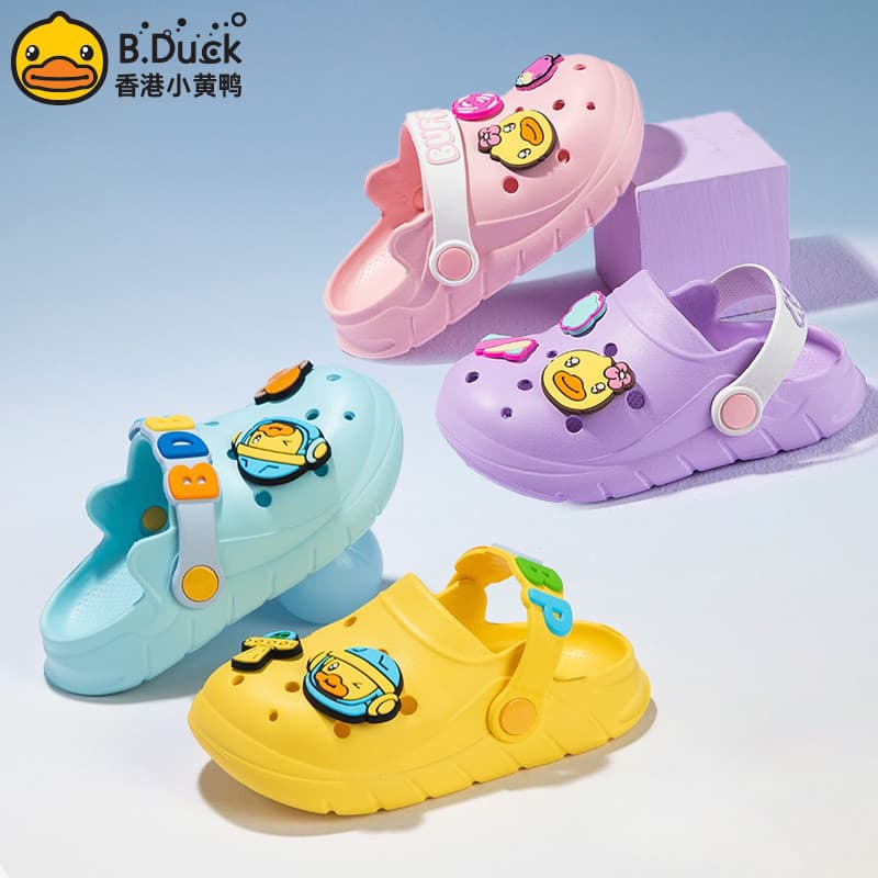 B.Duck Pequeno Pato Amarelo Crianças Buraco Sapatos Leves Casa Sapatos Interior Ao Ar Livre Sandálias Antiderrapantes Ch